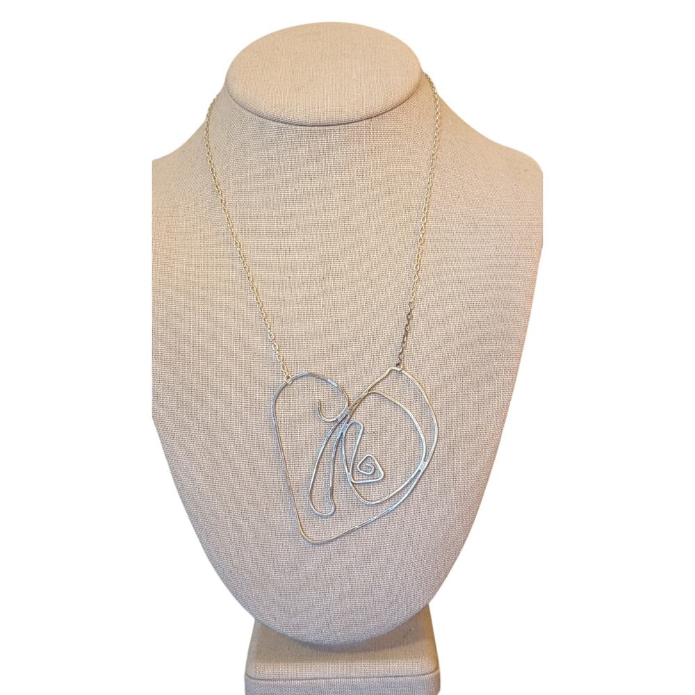 Annie's Art & Follies Heart in Silver Wire Silver Tone Chain 16" Necklace